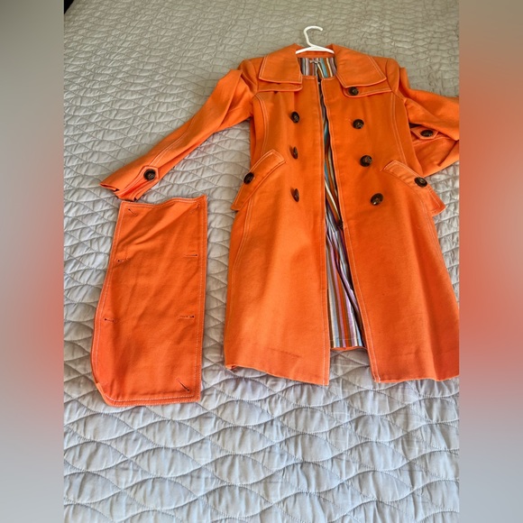 MAX D&G ORANGE COTTON TRENCH COAT SIZE MEDIUM WITH DETACHABLE BIB - Picture 1 of 14
